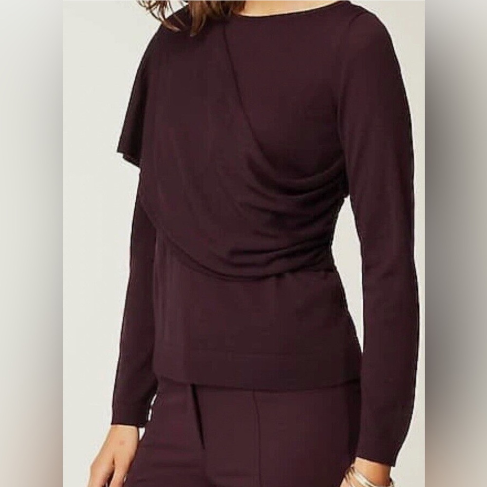 J. Jill Wearever Draped Overlay Merino Sweater